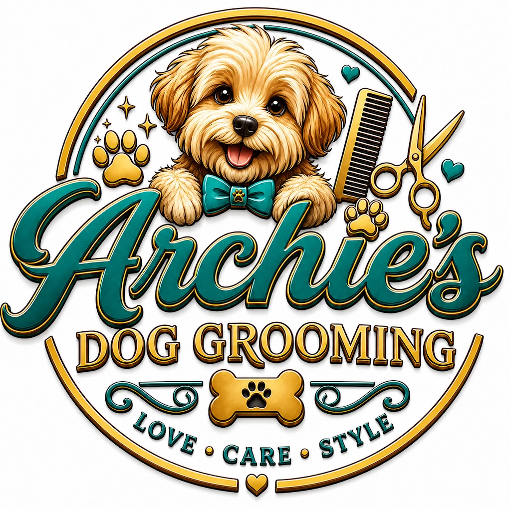 Archie's Dog Grooming custom pet business logo design by Awesome Logos