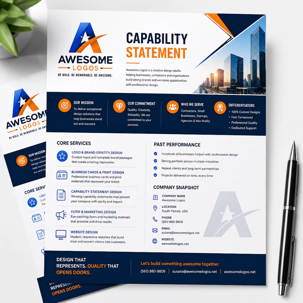 Professional business capability statement design